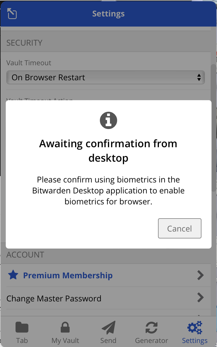 Unlock with biometrics not working on FF browser-MacBook Pro - Password  Manager - Bitwarden Community Forums