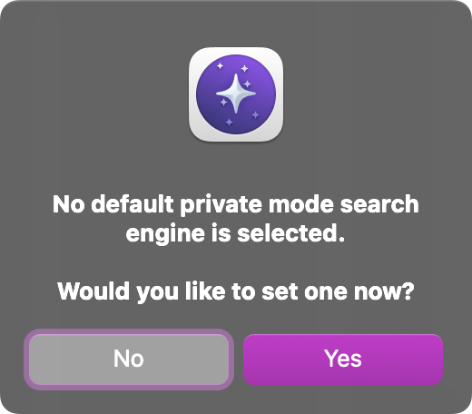 A dialogue with the buttons Yes and No.