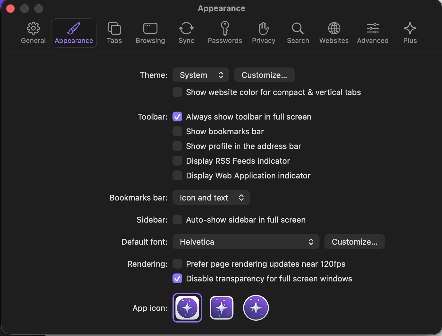 {Orion Appearance Settings Overview}