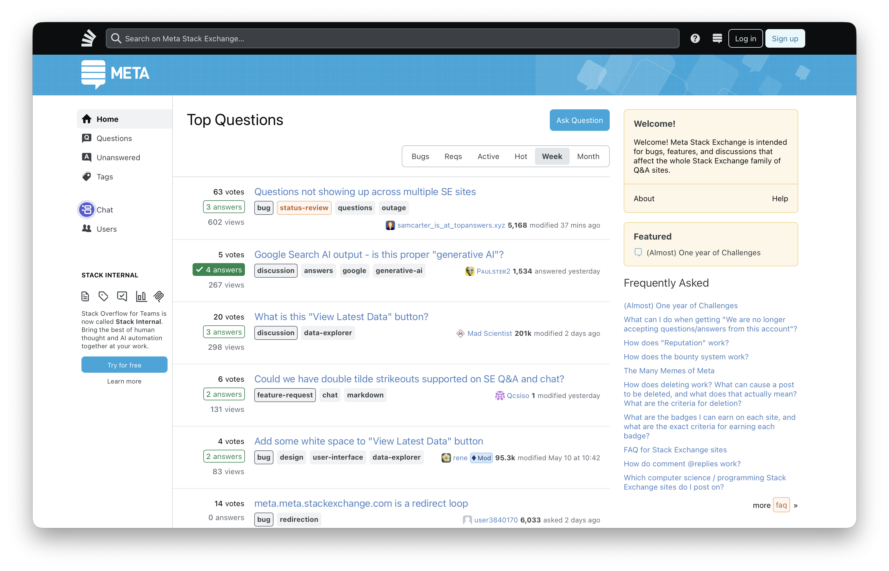 Stack Overflow does not work - Orion Public Issue Tracker