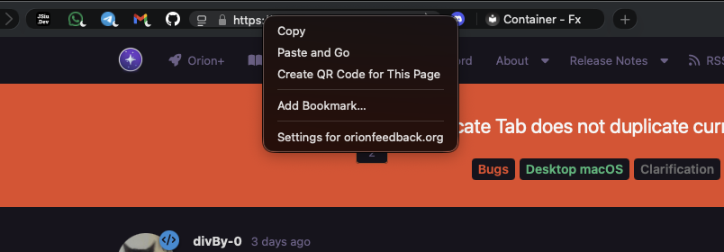 Duplicate Tab does not duplicate current tab - Orion Public Issue Tracker
